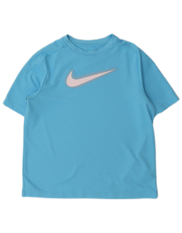 Nike Boys Dri Fit Graphic T-Shirt Top 13-14 Years XL Blue Polyester
