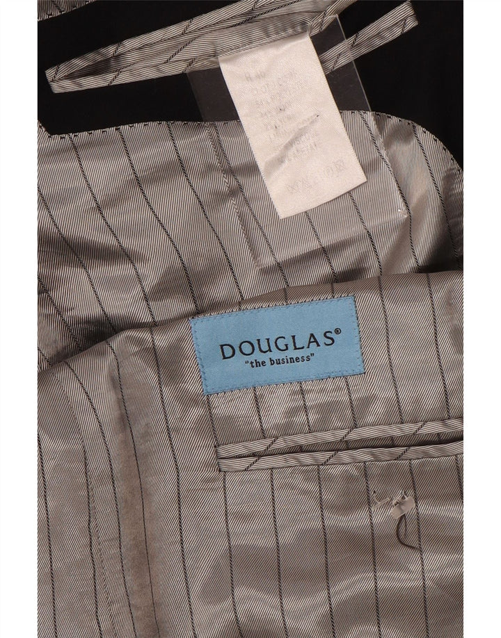 DOUGLAS Mens 2 Button Blazer Jacket UK 46 3XL Black Polyester