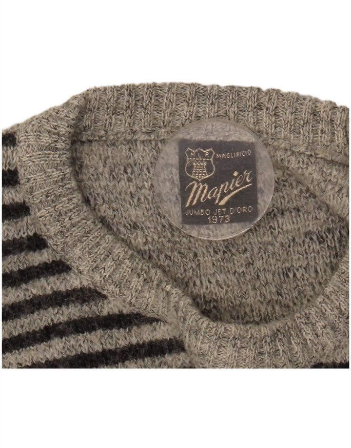Mapier Mens Crew Neck Jumper Sweater Small Grey Geometric