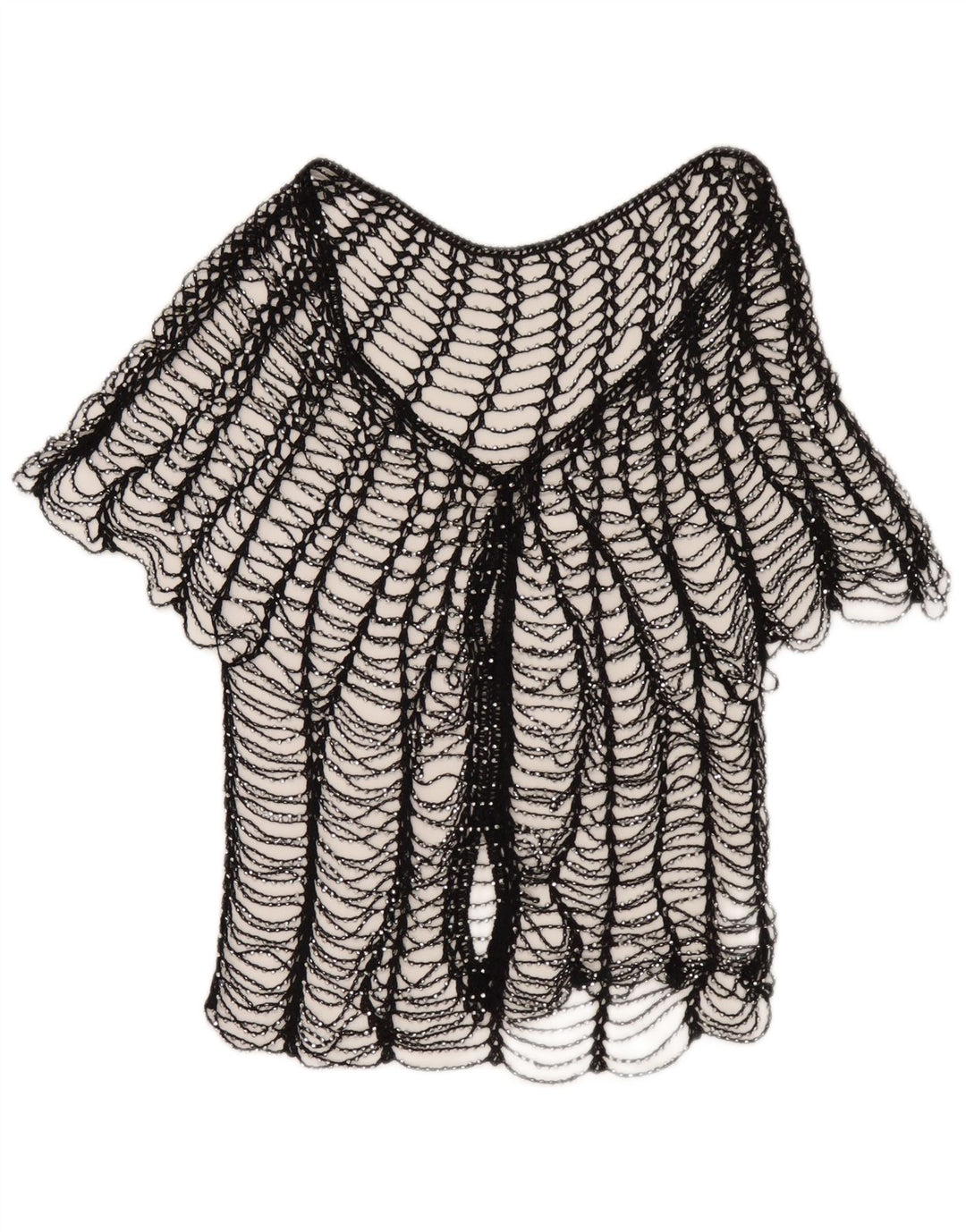 Vintage Womens See Through Top UK 2 2XS Black