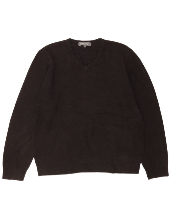 Marks & Spencer Mens V-Neck Jumper Sweater Large Black Acrylic