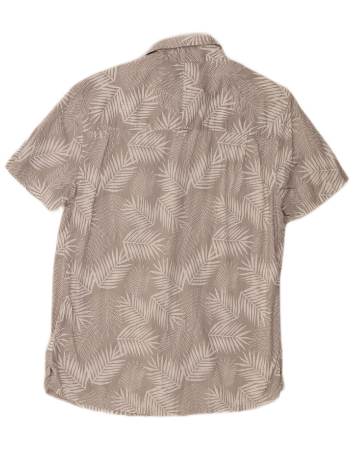 Mountain Warehouse Mens Short Sleeve Shirt Medium Grey Floral Cotton