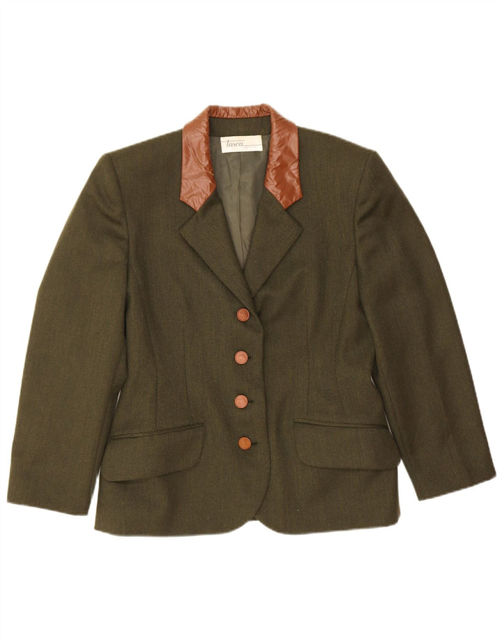 Blazer Vintage pentru femei cu 4 nasturi IT 42 Medium Green Colorblock