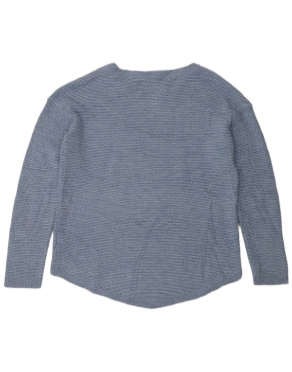 Fat Face Dame Boat Neck Jumper Sweater UK 12 Medium Blue Acryl