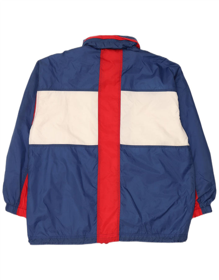 MARCEL CLAIR Mens Hooded Rain Jacket UK 40 Large Blue Colourblock