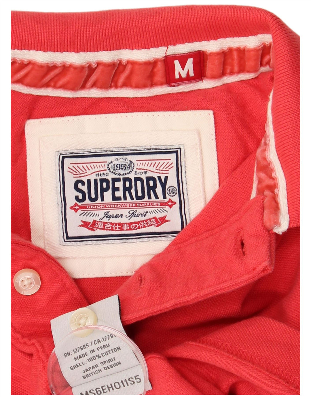 SUPERDRY Mens Polo Shirt Medium Red Cotton