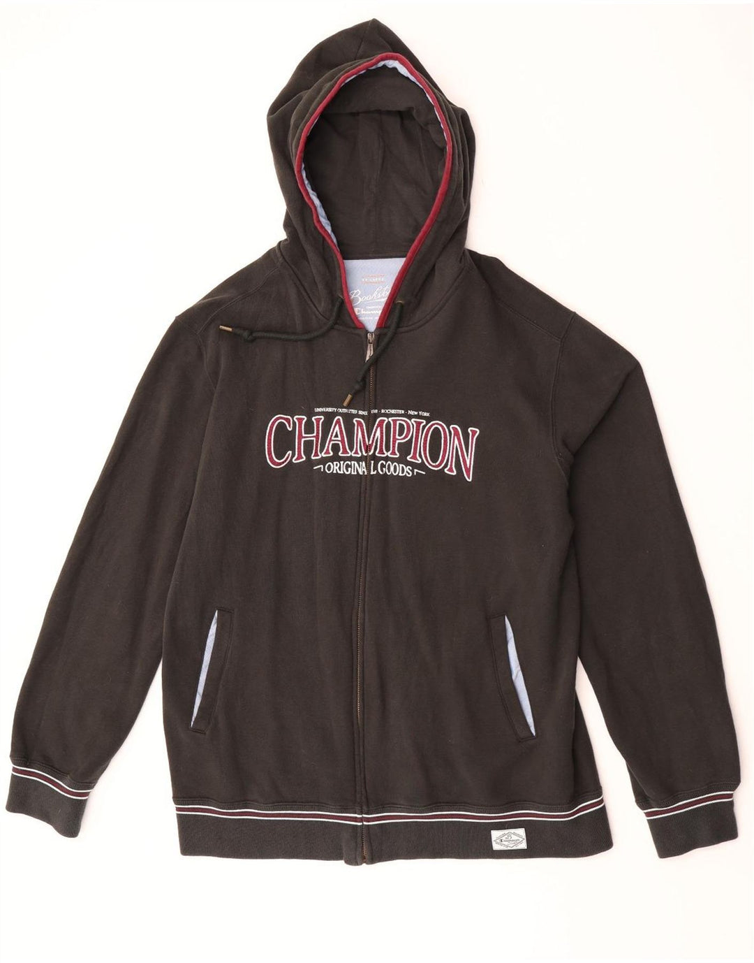 Champion Mens Graphic Zip Hoodie Sweater 2XL Black