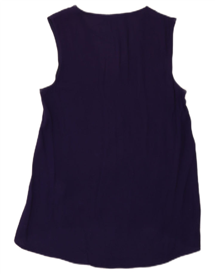 Zara Womens Blouse Top UK 10 Small Navy Blue Polyester