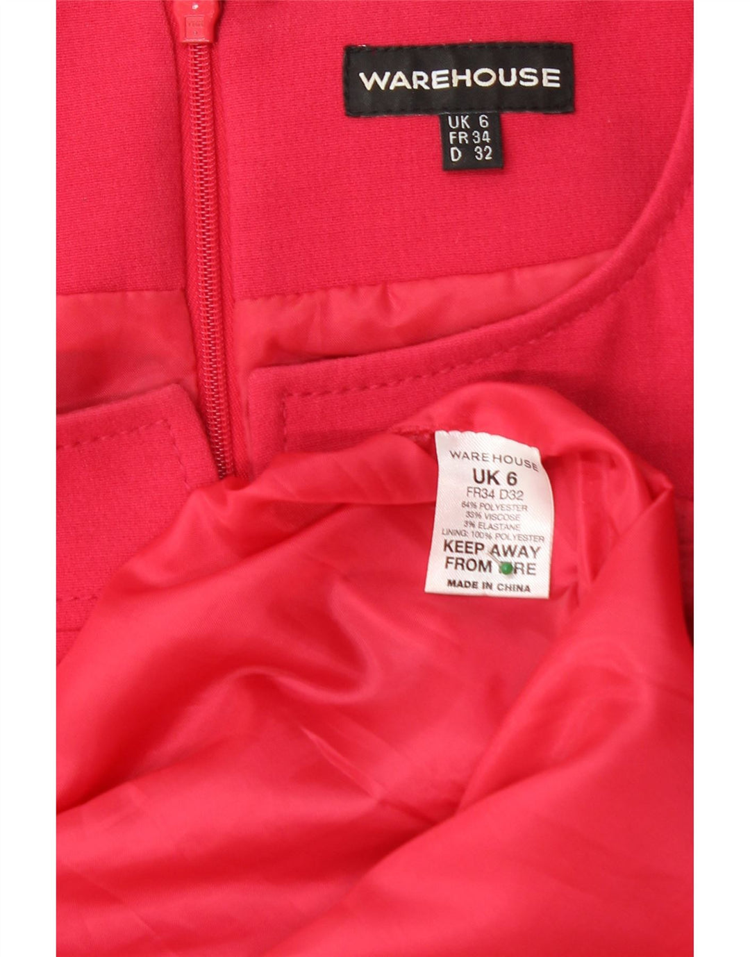 WAREHOUSE Womens Sheath Dress UK 6 XS Red Polyester