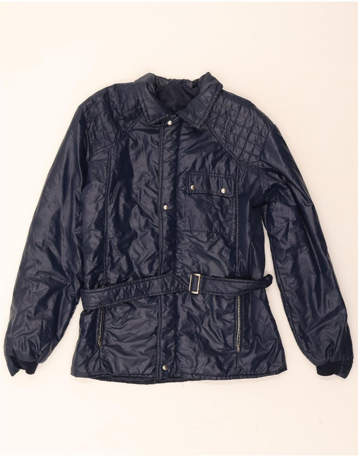 VINTAGE Mens Bomber Jacket UK 38 Medium Navy Blue Vintage Vintage and Second-Hand Vintage from Messina Hembry 