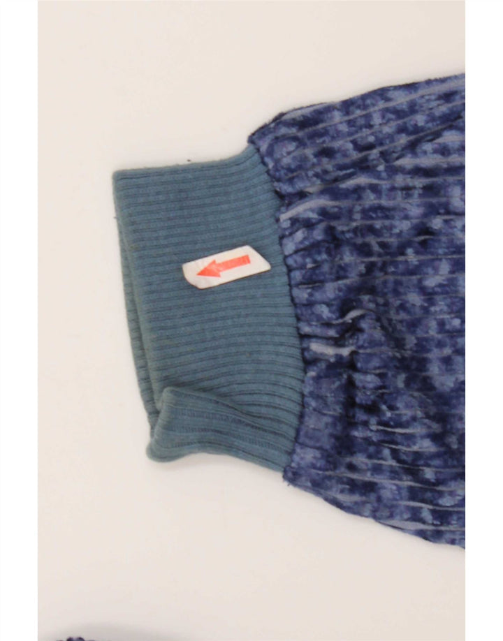 Vintage Mens Velour Sweatshirt Jumper Medium Blue Pinstripe Polyester