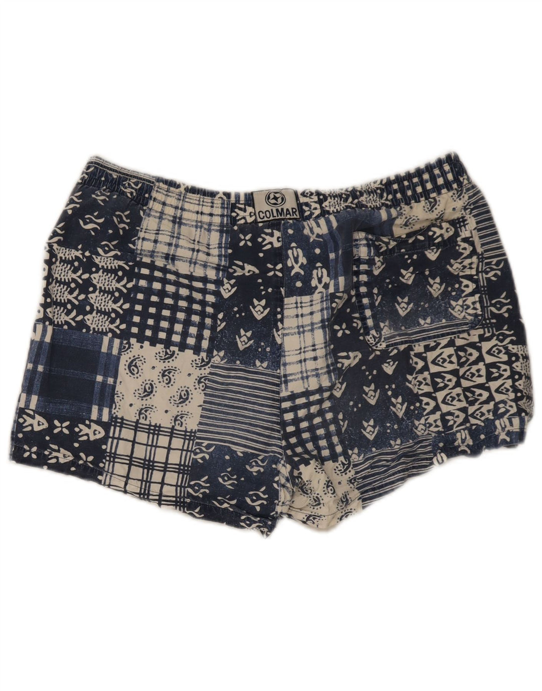 Colmar Mens Swimming Shorts IT 50 Large Blue Patchwork Cotton