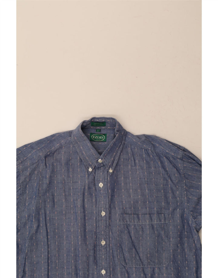 IZOD Mens Shirt Large Blue Striped Cotton Vintage Izod and Second-Hand Izod from Messina Hembry 