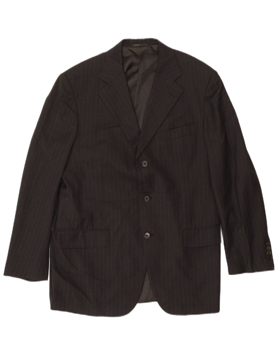 Jaqueta blazer masculina Burberry com 3 botões tamanho 50 lã listrada cinza médio