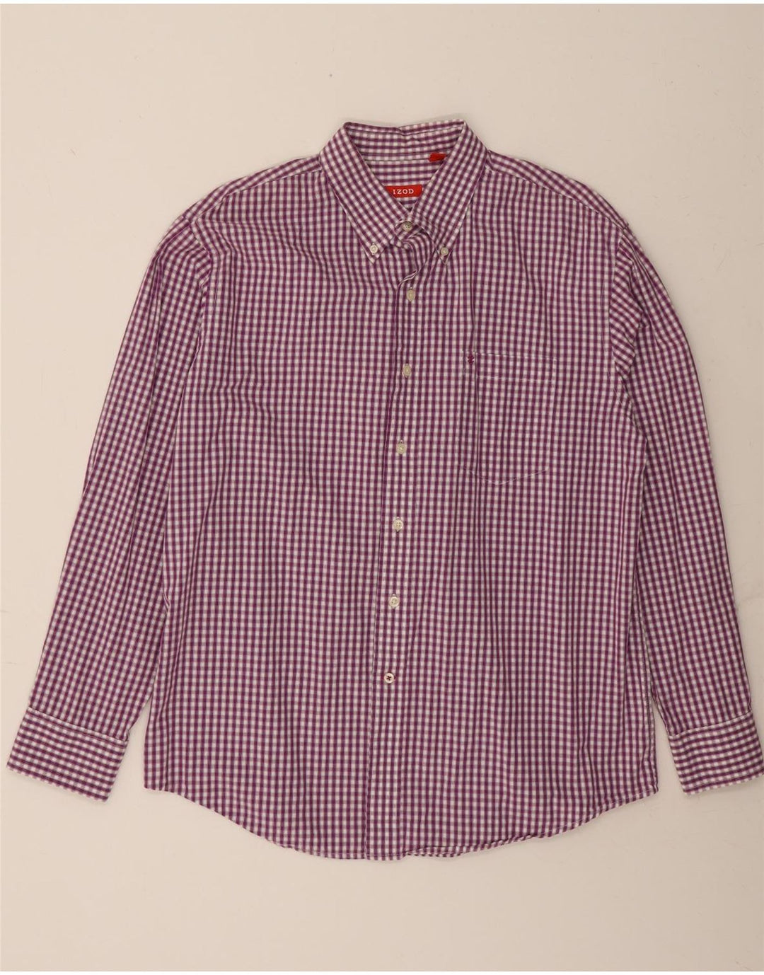 IZOD Mens Shirt Large Purple Gingham Cotton Vintage Izod and Second-Hand Izod from Messina Hembry 