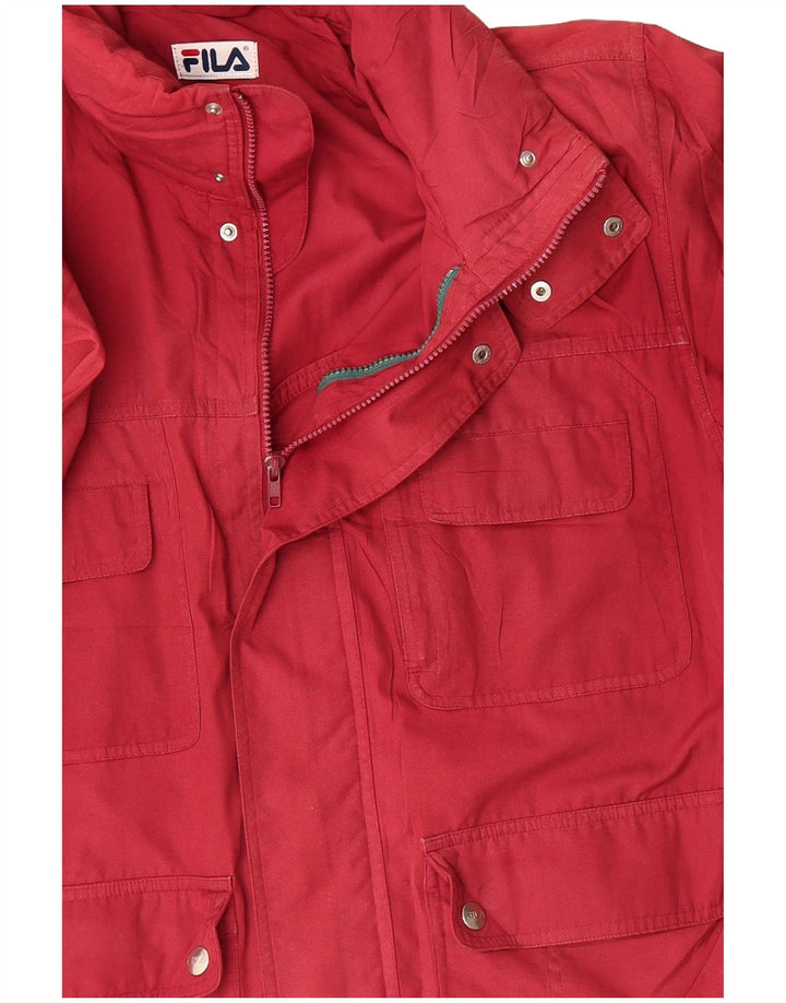 FILA Mens Loose Fit Utility Jacket IT 48 Medium Red Polyester