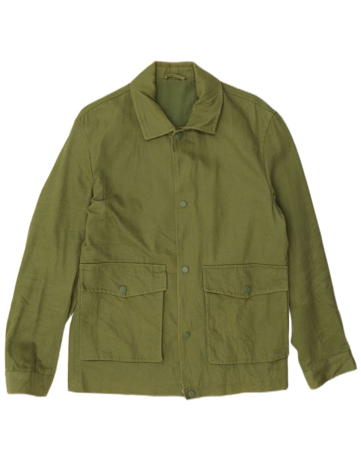 Zara Mens Bomber Jacket UK 36 Small Green Cotton