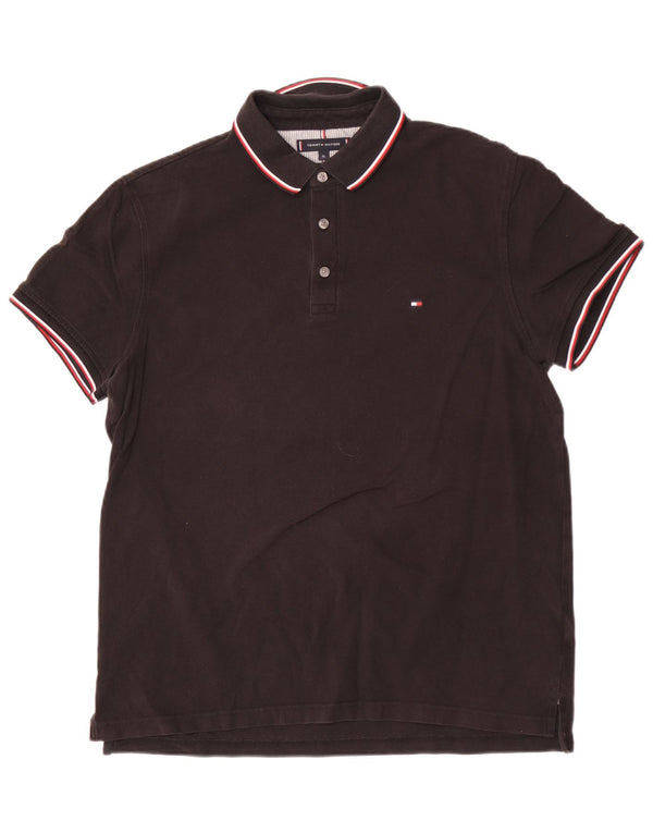 Tommy Hilfiger Mens Slim Fit Polo Shirt XL Black Cotton