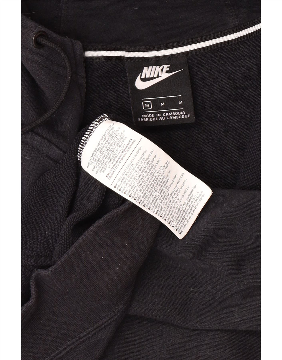 NIKE Mens Graphic Zip Hoodie Sweater Medium Black Cotton Vintage Nike and Second-Hand Nike from Messina Hembry 