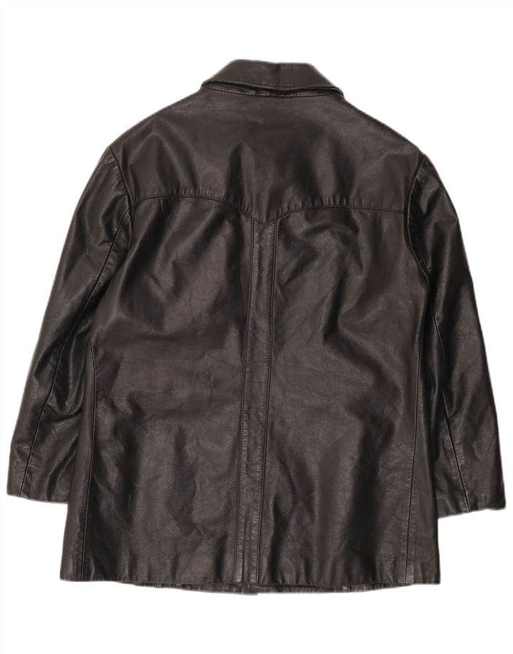 Henry Morell Herren-Lederjacke mit 3/4-Ärmeln, IT 52 XL, schwarzes Leder