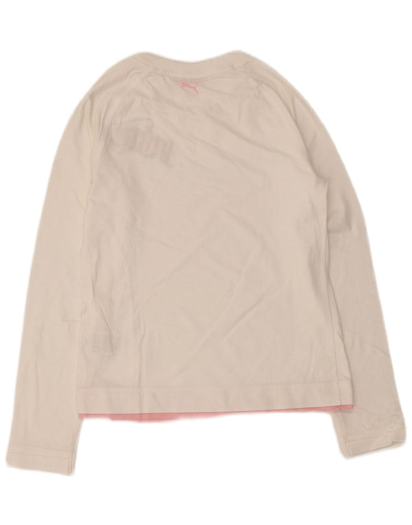 Puma Camiseta gráfica de manga larga para niña 13-14 años Algodón blanco