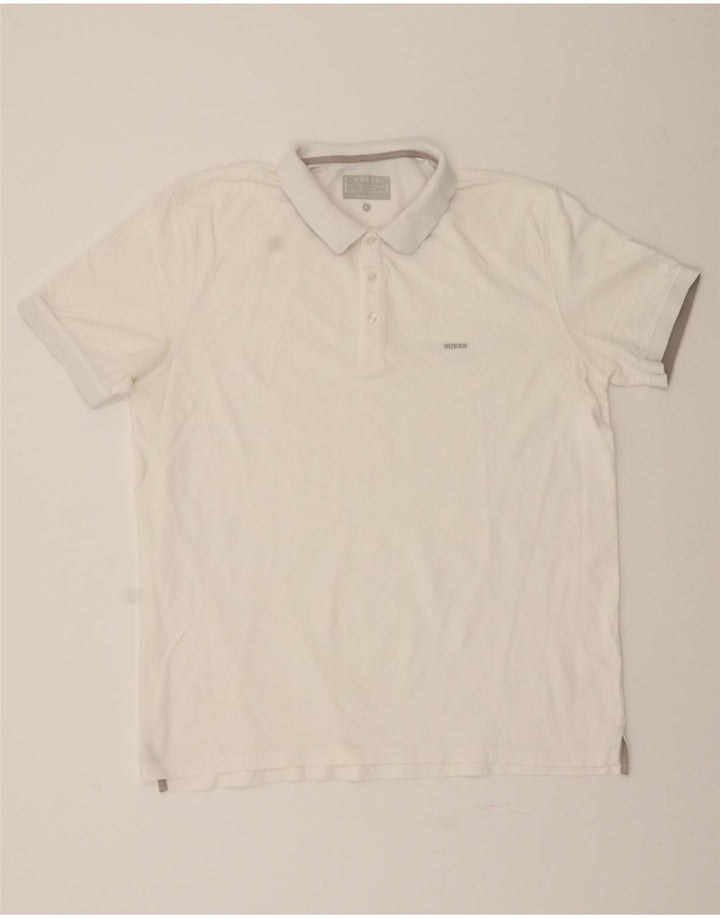 GUESS Mens Slim Fit Polo Shirt XL White Vintage Guess and Second-Hand Guess from Messina Hembry 