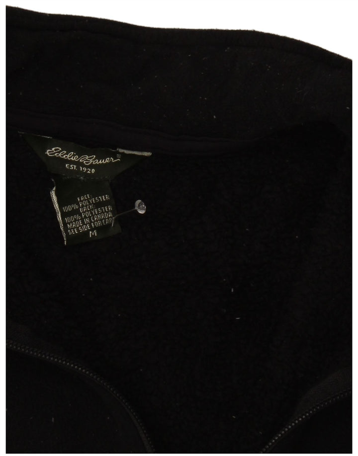Eddie Bauer Womens Zip Neck Fleece Jumper UK 12 Medium Black Polyester