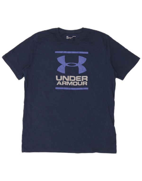 Under Armour Mens Graphic T-Shirt Top Large Navy Blue Cotton