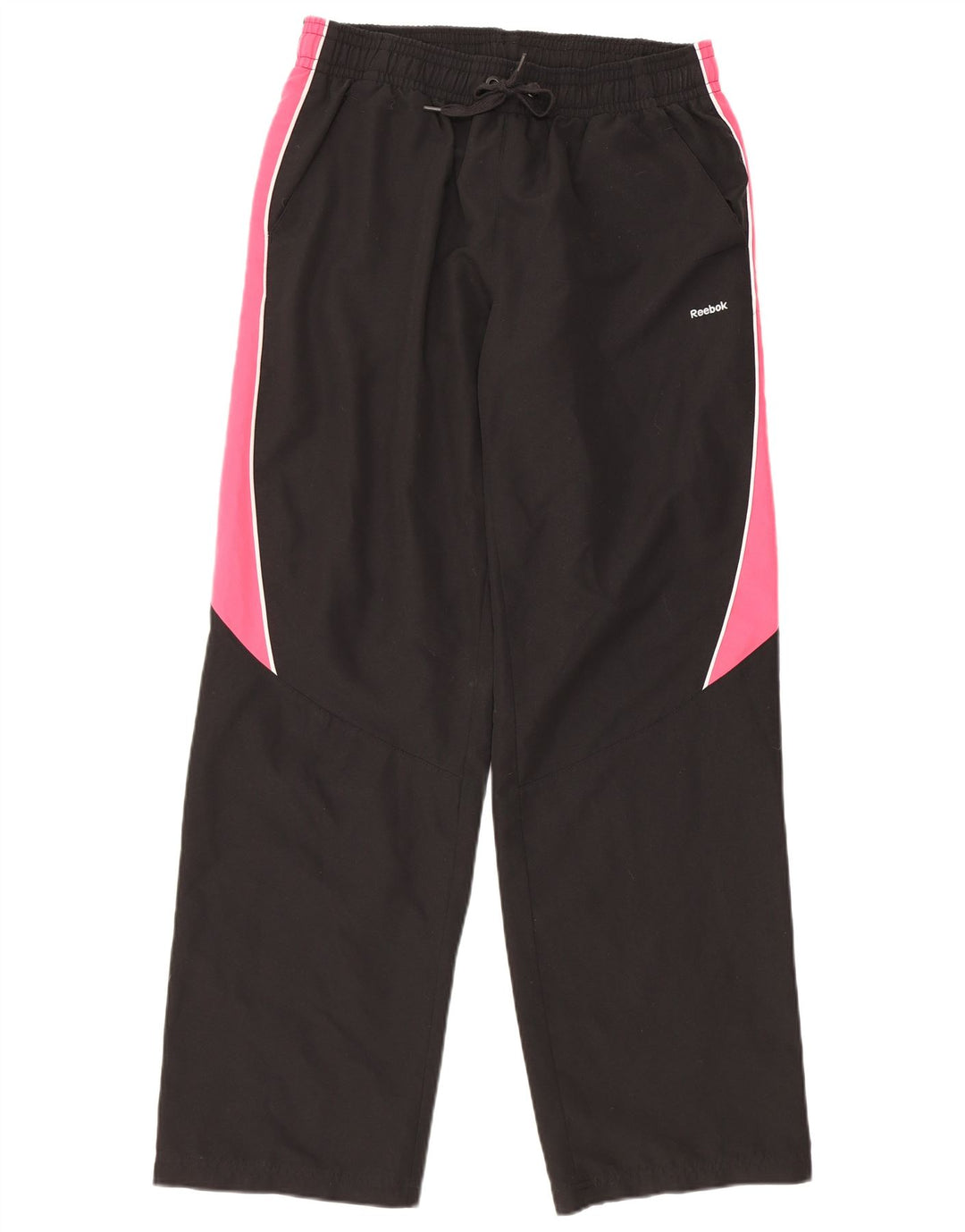 REEBOK Womens Tracksuit Trousers UK 14 Large Black Colourblock Polyester