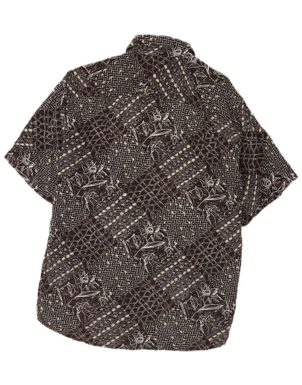 Vintage Mens Short Sleeve Shirt Medium Black Patchwork
