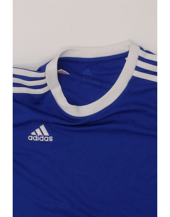 ADIDAS Boys Climalite T-Shirt Top 11-12 Years Medium  Blue Polyester Vintage Adidas and Second-Hand Adidas from Messina Hembry 