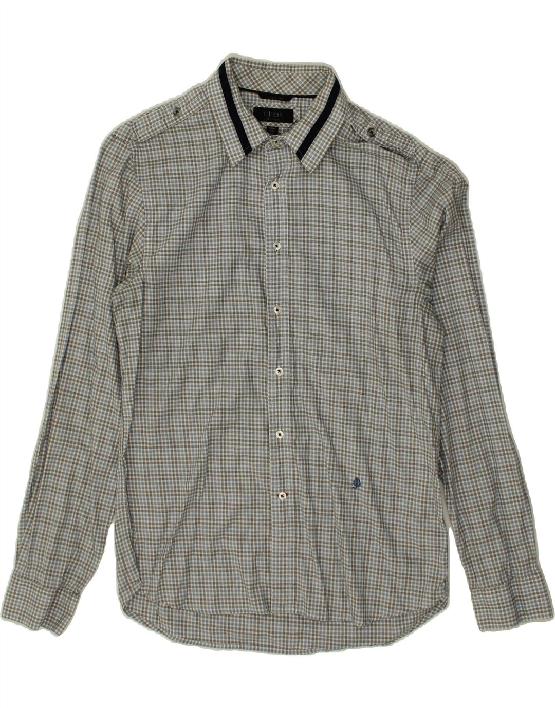 GUESS Mens Shirt Medium Grey Check Cotton Vintage Guess and Second-Hand Guess from Messina Hembry 
