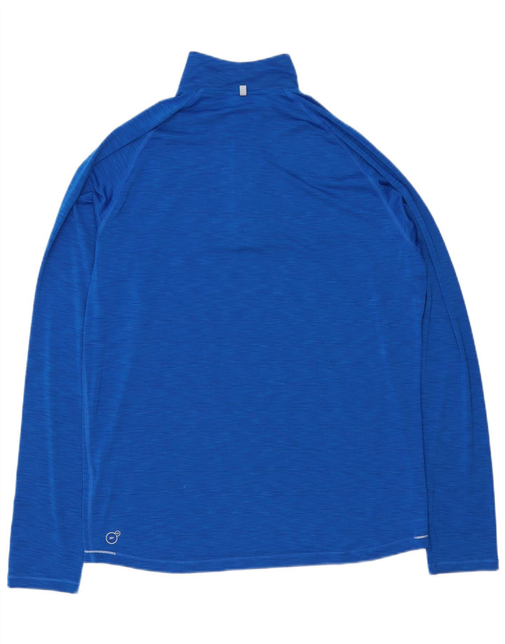 Puma Mens Zip Neck Top Long Sleeve Large Blue Flecked Polyester