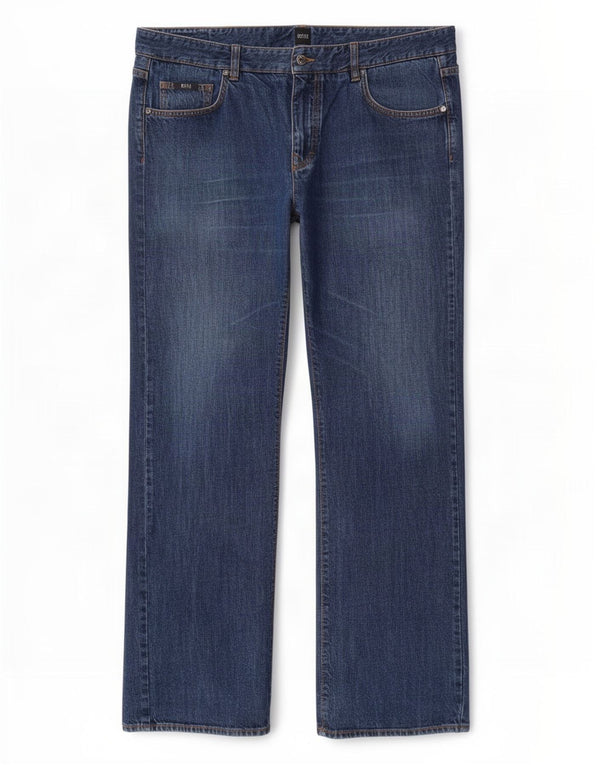 Jeans dritti da uomo Hugo Boss W38 L32 cotone blu navy