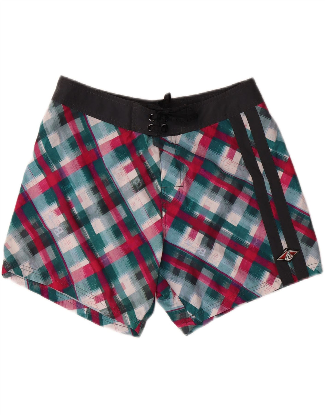 BEAR Mens Swimming Shorts Medium Green Check Polyester Vintage Bear and Second-Hand Bear from Messina Hembry 