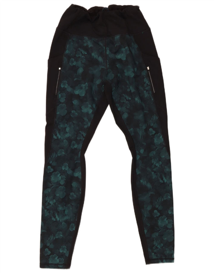 ATHLETA Womens Leggings UK 12 Medium  Black Floral Polyester