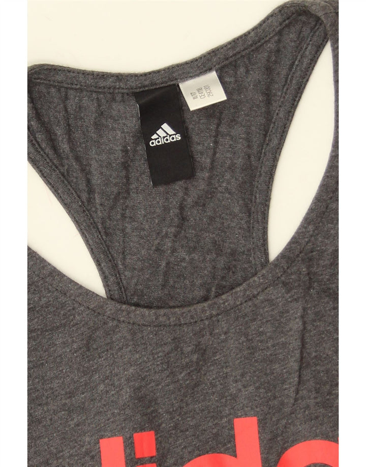 Adidas Womens Graphic Vest Top UK 8 Small Grey Flecked