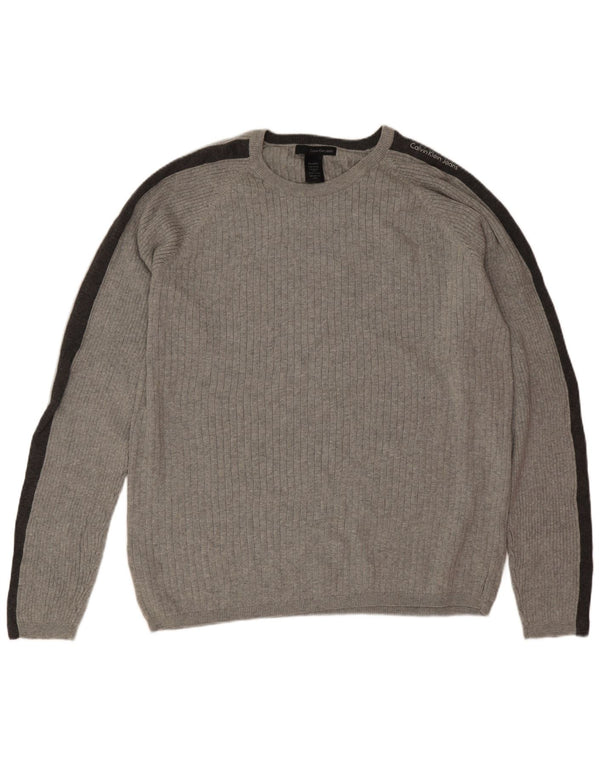 Maglione maglione girocollo da uomo Calvin Klein Jeans 2XL grigio color block