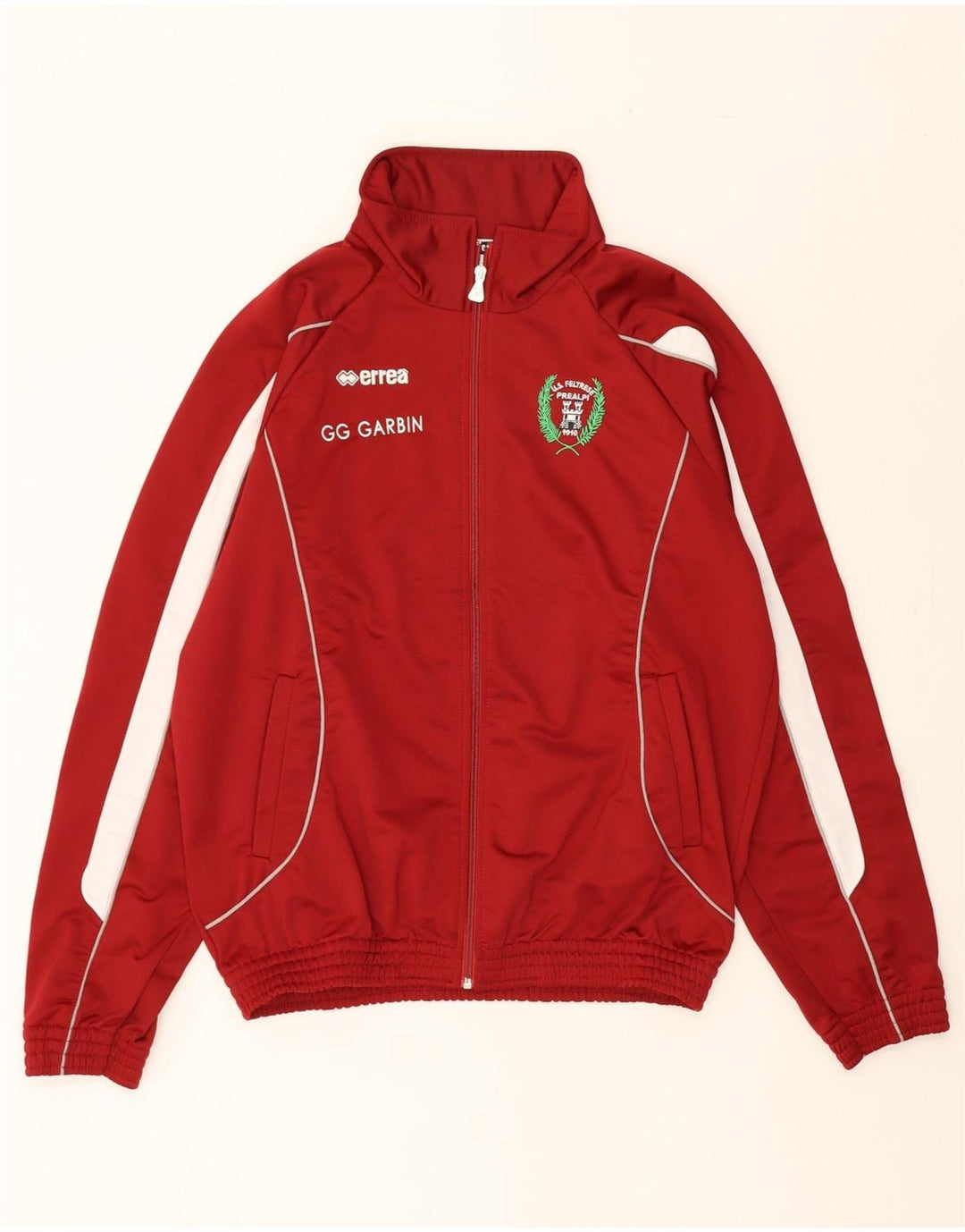 ERREA Mens Graphic Tracksuit Top Jacket Large Red Colourblock Polyester Vintage Errea and Second-Hand Errea from Messina Hembry 