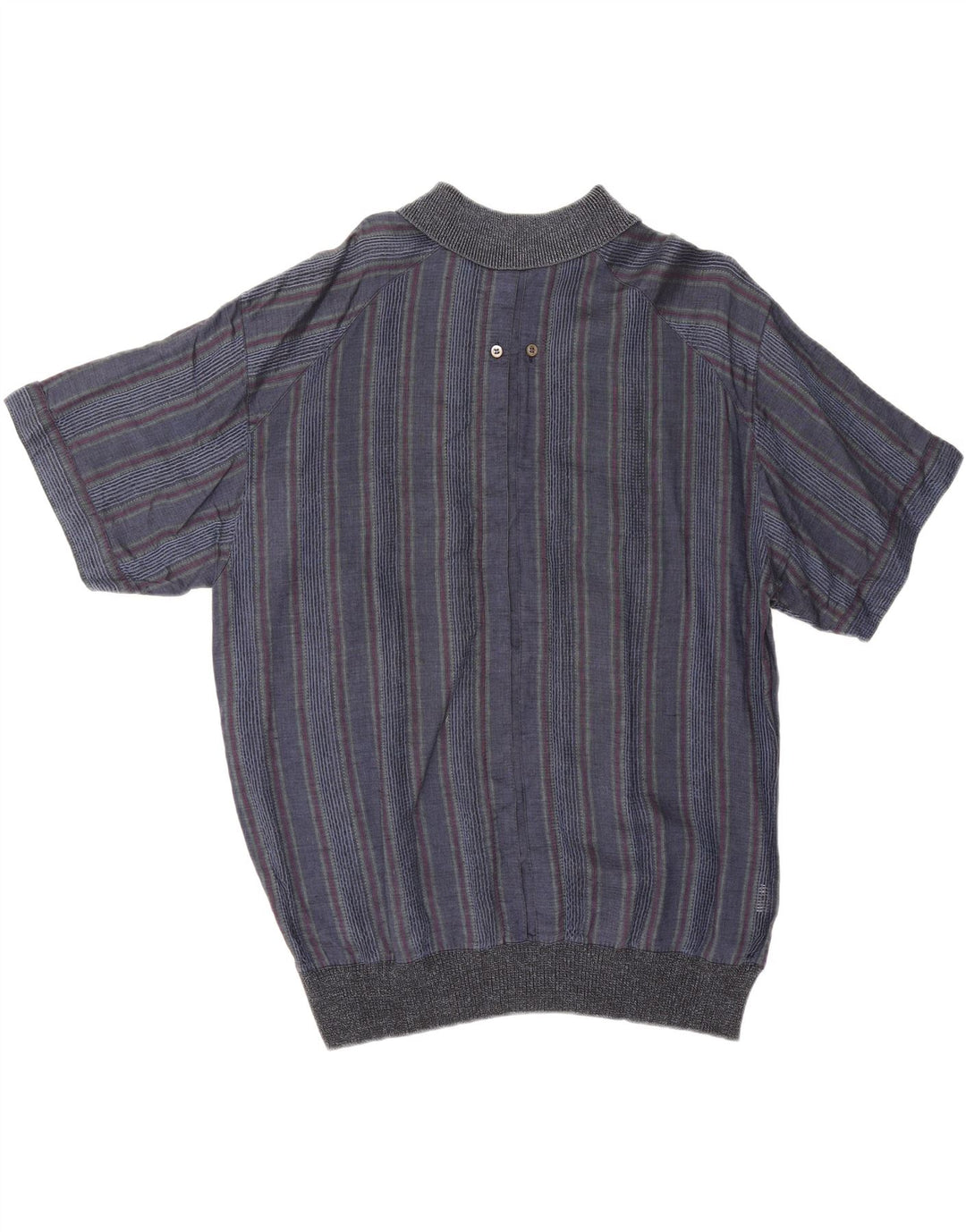 Vintage Mens Short Sleeve Pullover Shirt IT 50 Medium Navy Blue Striped