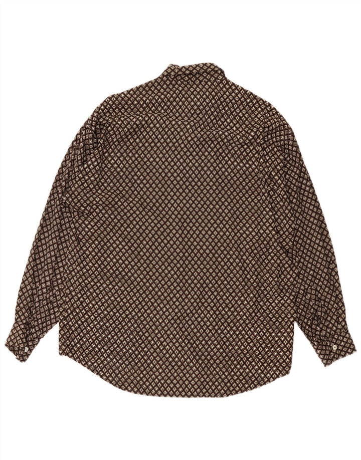 Kantaros Mens Shirt Medium Brown Geometric