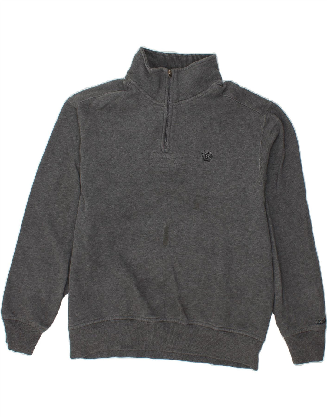 IZOD Mens Zip Neck Sweatshirt Jumper Medium Grey Cotton Vintage Izod and Second-Hand Izod from Messina Hembry 