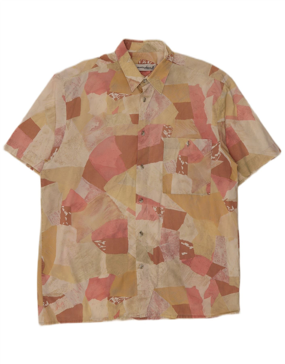 Masculin Mens Abstract Pattern Short Sleeve Shirt Large Multicoloured