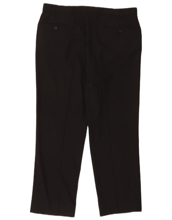 Marks & Spencer Mens Straight Casual Trousers W36 L29 Black Polyester