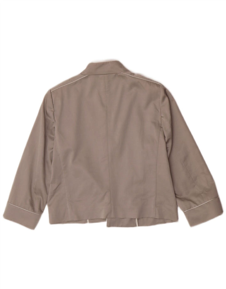 Marella Womens Blazer Open Blazer Jacket UK 16 Large Grey Viscose