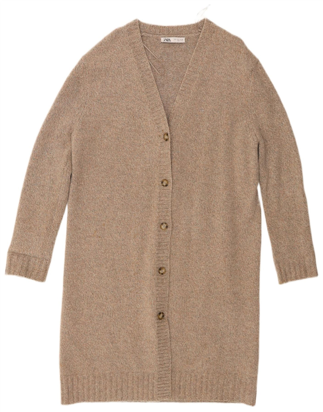 Zara Womens Longline Oversized Cardigan Sweater UK 10 Small Grey Wool