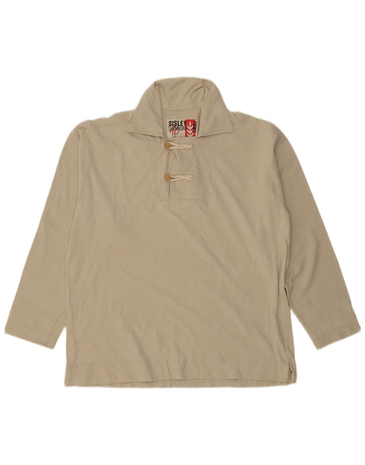 SISLEY Mens Graphic Polo Shirt UK 40 Medium Beige