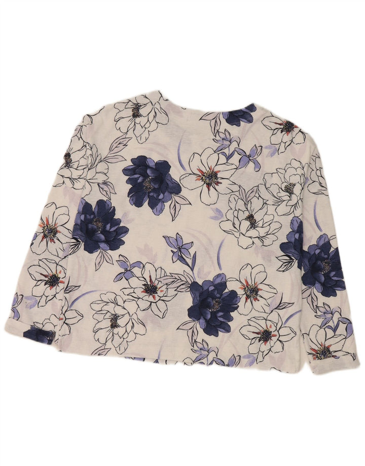 Marks & Spencer Dame Oversized Top Langærmet UK 8 Small White Floral
