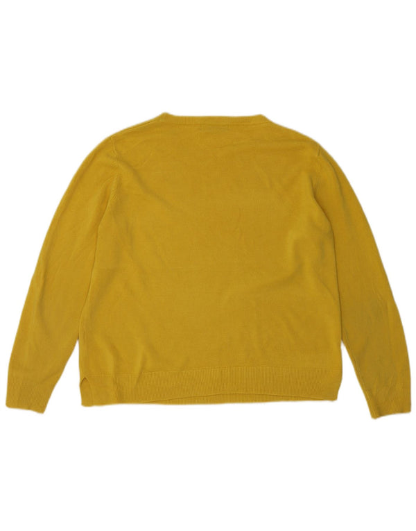 Maglione maglione girocollo da donna Marks & Spencer UK 16 grande acrilico giallo