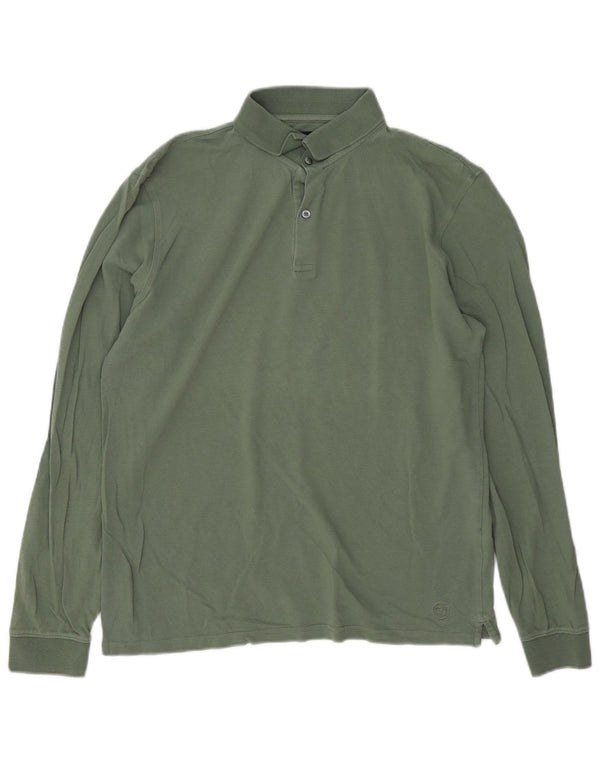 Polo da uomo a maniche lunghe, vestibilità casual, Massimo Dutti, grande, in cotone verde